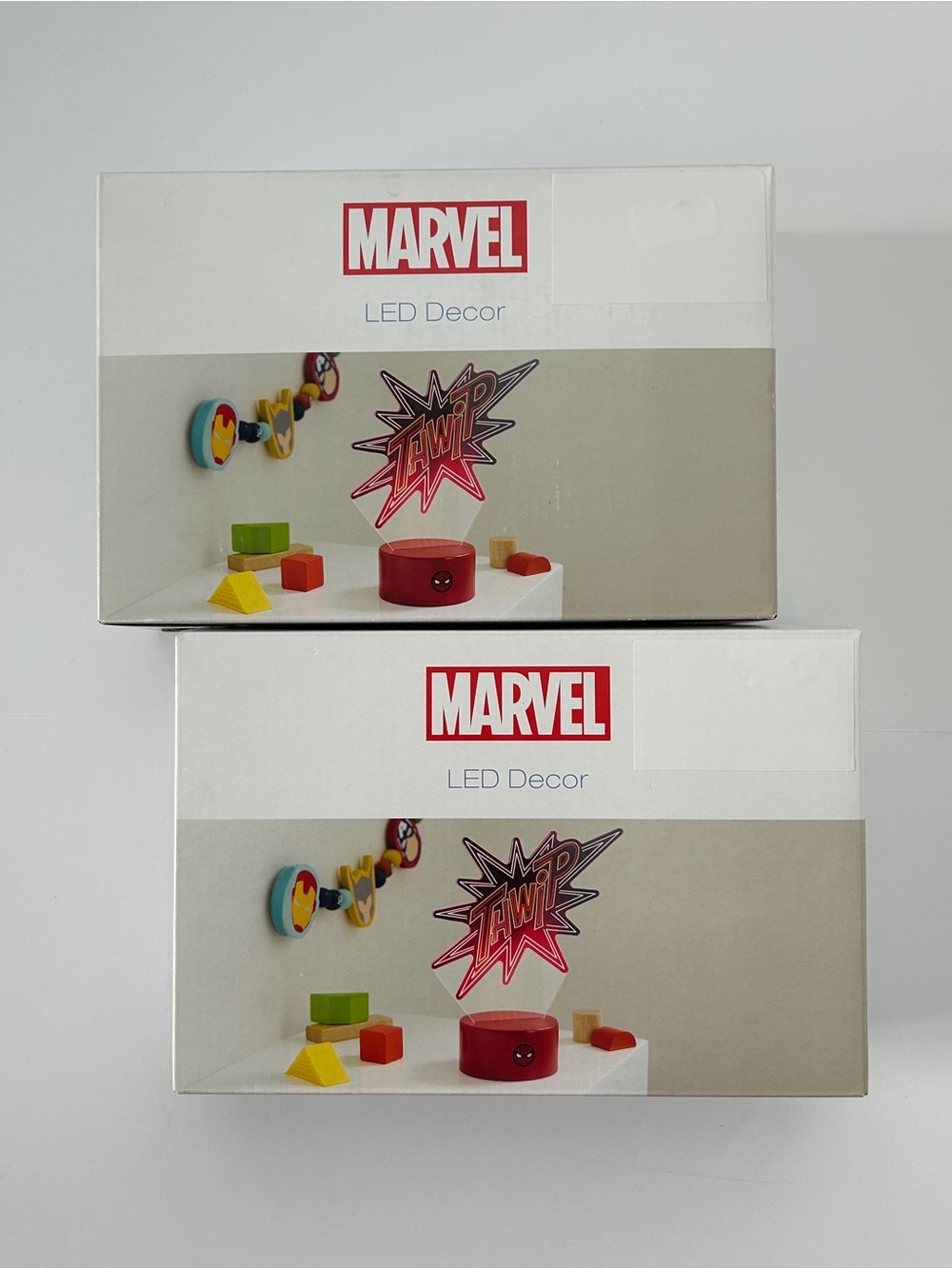 Marvel Spider Man Kids LED Night Light Sign Boy Bedroom Superhero Decor Set of 2